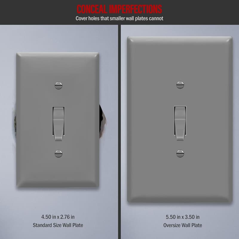 Enerlites Jumbo Toggle Light Switch Wall Plate - Gray