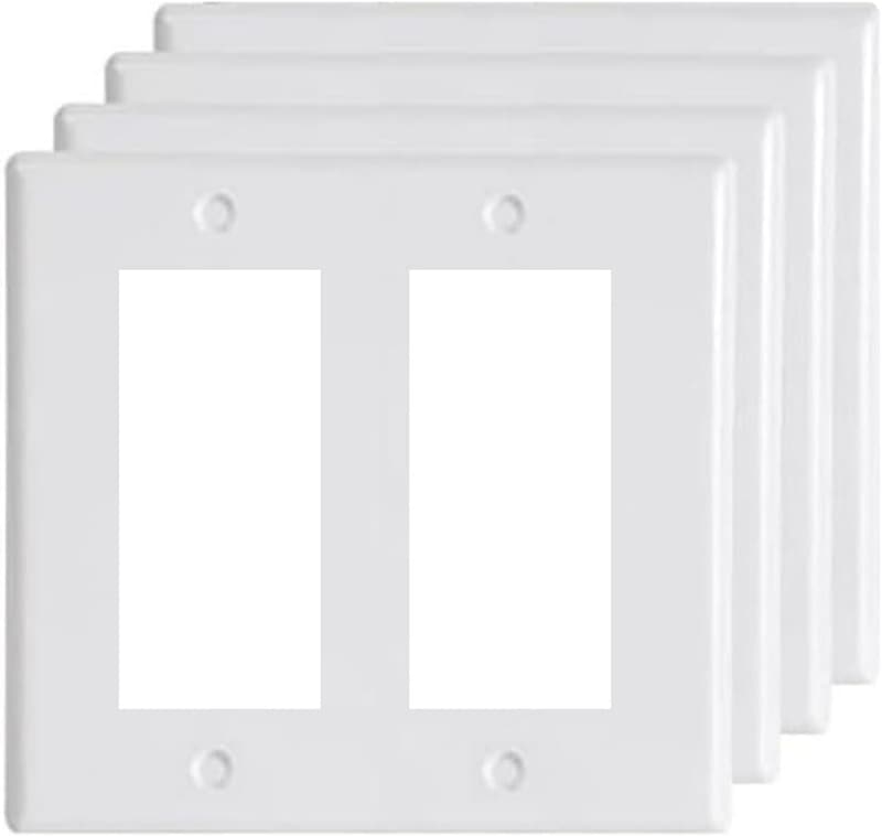 White 2-Gang Double Light Switch Cover Plate (4-Pack)