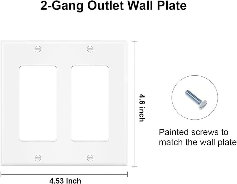 White 2-Gang Double Light Switch Cover Plate (4-Pack)