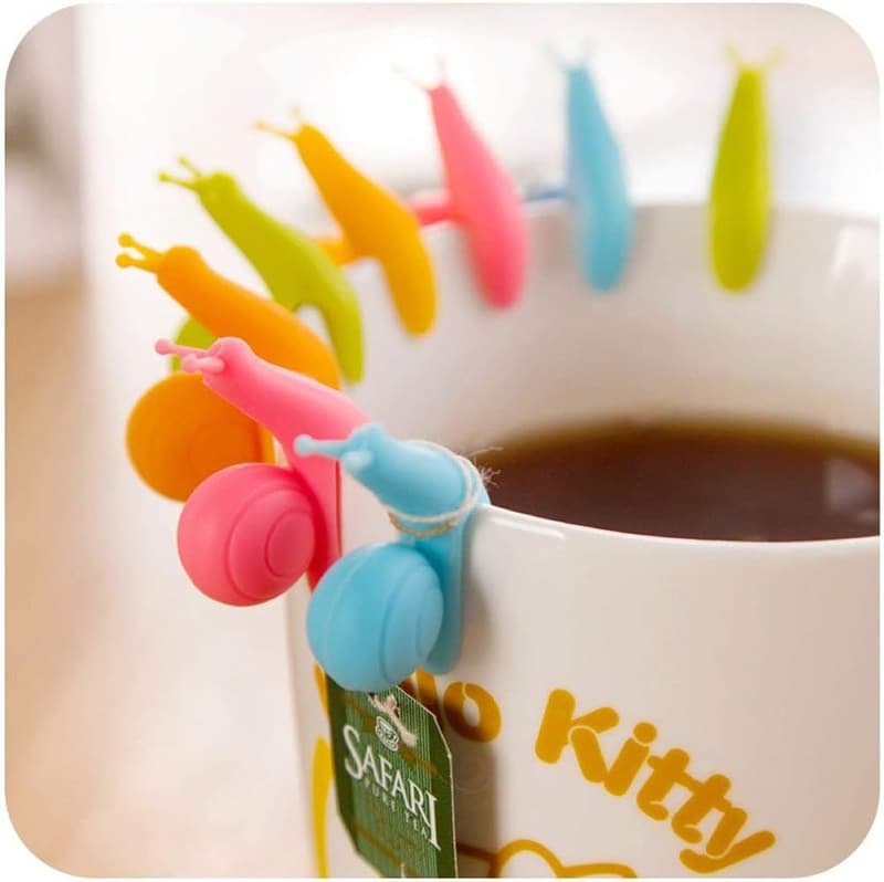 Cute Snail Silicone Tea Bag Holders - 10pc Colorful Set