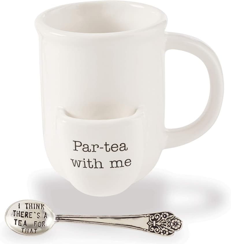 Vintage Inspired Ceramic Tea Cup Set with Spoon - 2 Pieces