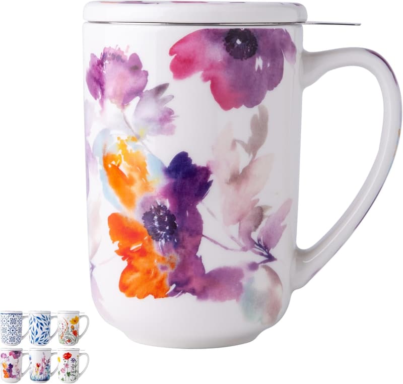 Porcelain Tea Mug with Infuser & Lid – 18 Oz, Ideal Gift for Weddings