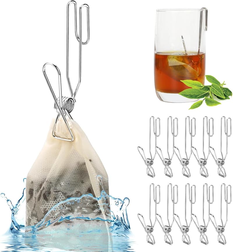 304 Stainless Steel Tea Bag Clips - 10 Pack for Tea Lovers