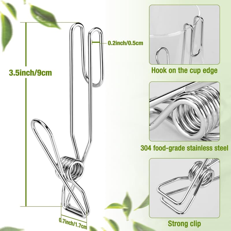 304 Stainless Steel Tea Bag Clips - 10 Pack for Tea Lovers