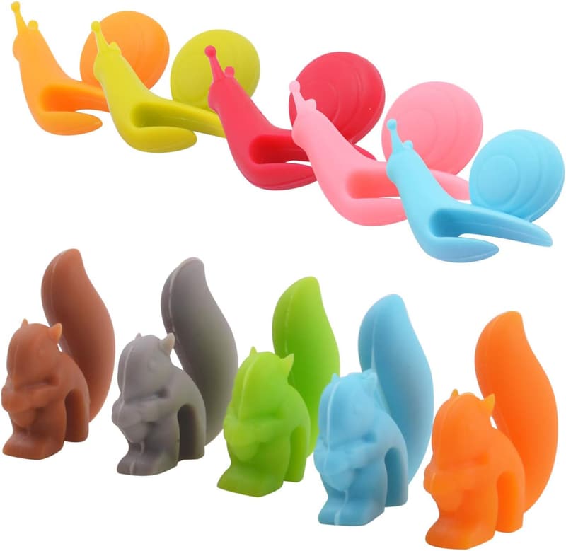 Cute Silicone Tea Bag Holders - 10pcs Multi-Color Drink Markers