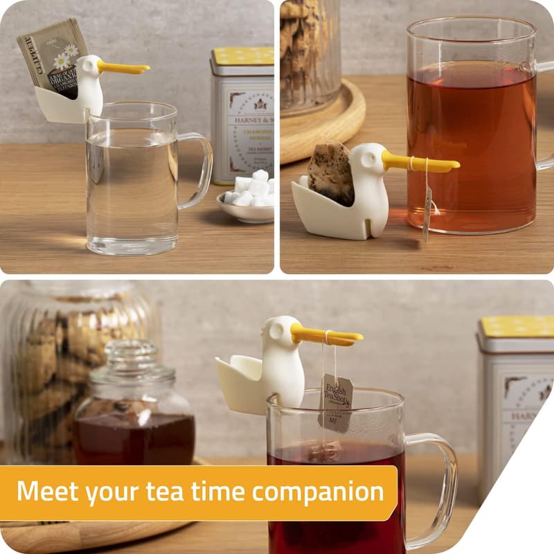Cute Pelican Tea Bag Holder - Silicone Tea Bag Rest for Cups
