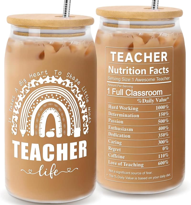 Teacher Appreciation Gifts - 16 Oz Can Glass for Women and Men