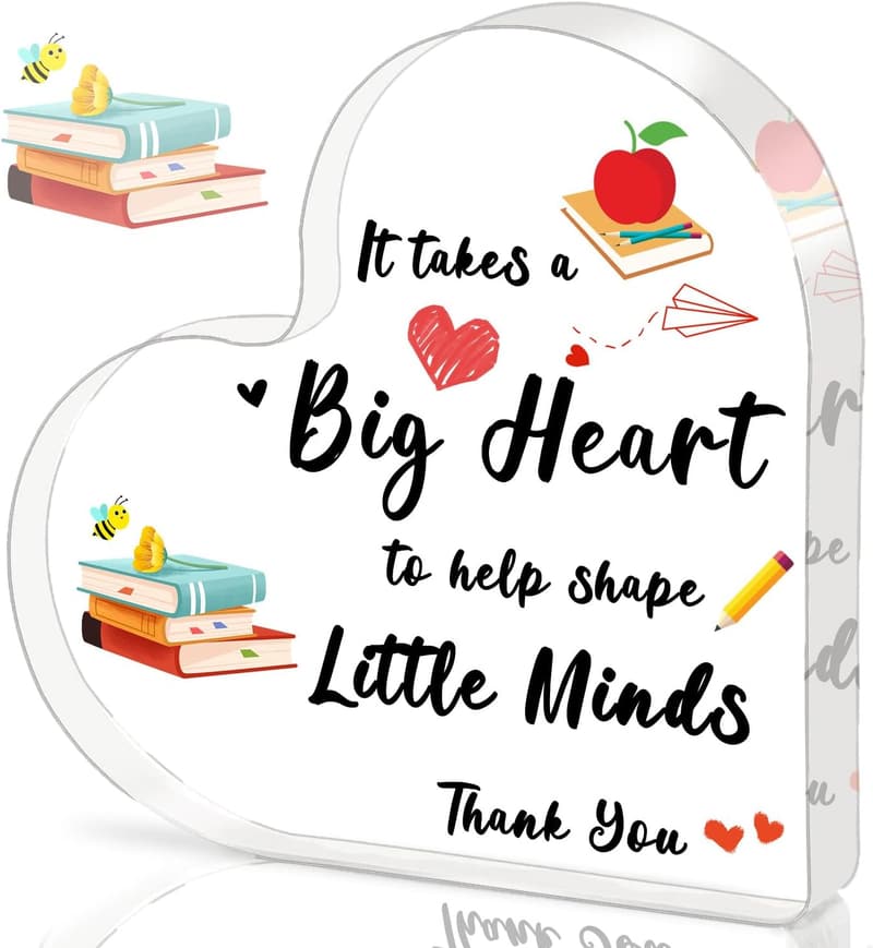 Teacher Appreciation Acrylic Heart Plaque - End of Year Gift