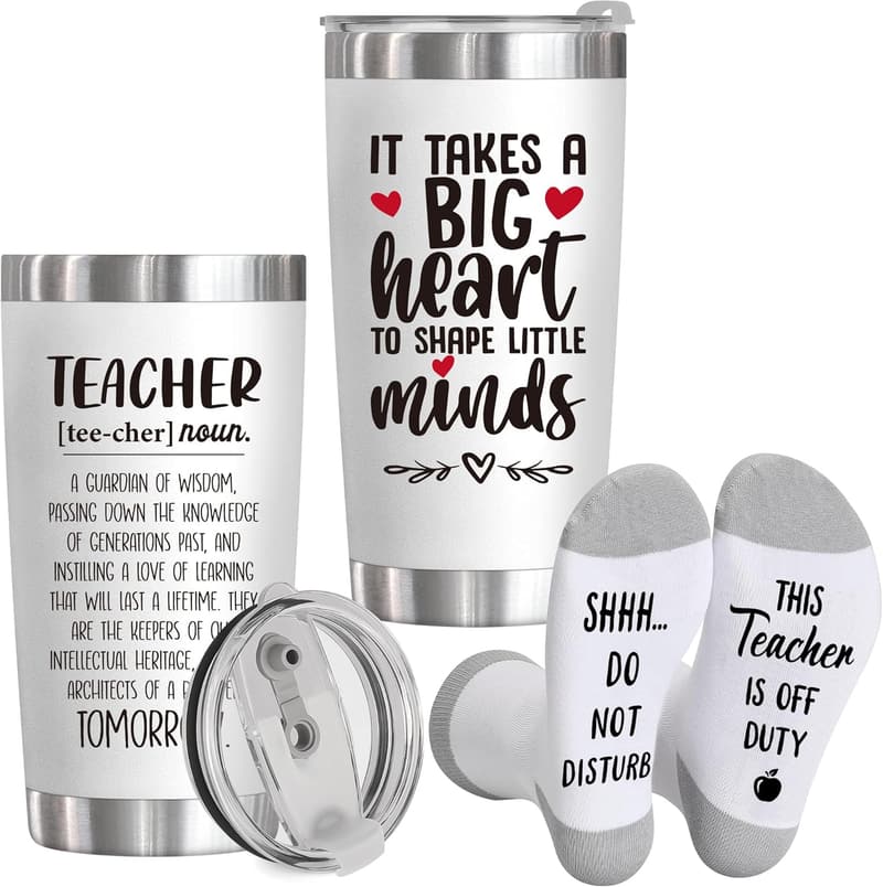 Teacher Appreciation Gifts: Funny Socks & 20 oz Insulated Tumbler