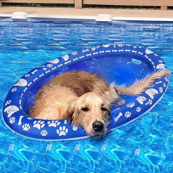 Inflatable Dog Pool Float - Tear-Resistant Summer Raft (Up to 88lb)