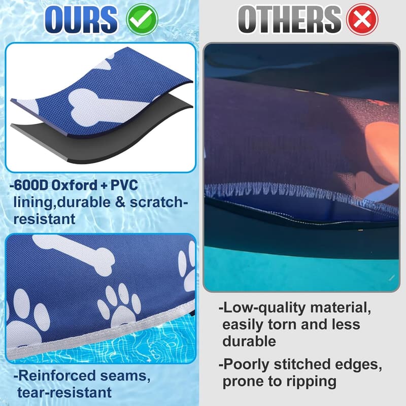 Inflatable Dog Pool Float - Tear-Resistant Summer Raft (Up to 88lb)