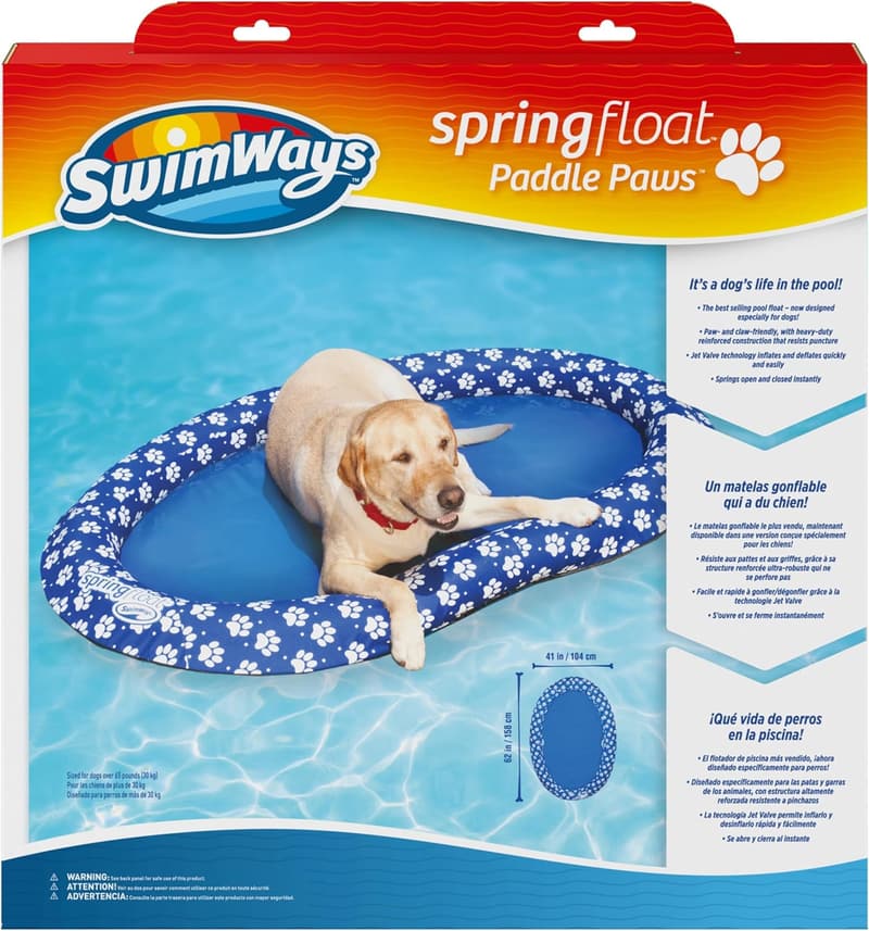 Large Blue Dog Raft - SwimWays Paddle Paws Spring Float