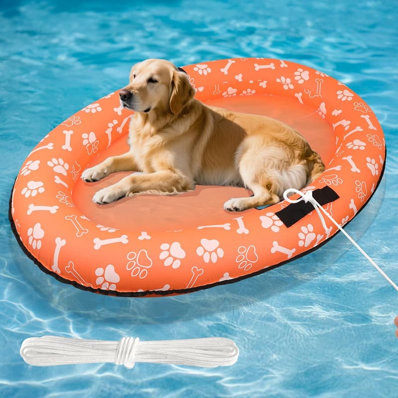Inflatable Dog Pool Float - Tear Resistant Raft for Dogs Up to 88lb