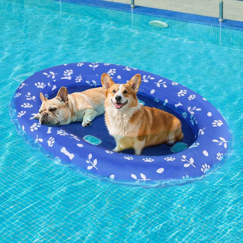 Inflatable Dog Pool Float - Tear Resistant, Supports Up to 45lb