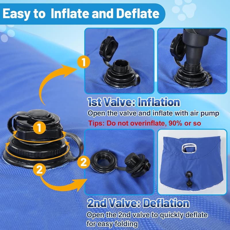 Inflatable Dog Pool Float - Tear Resistant, Supports Up to 45lb