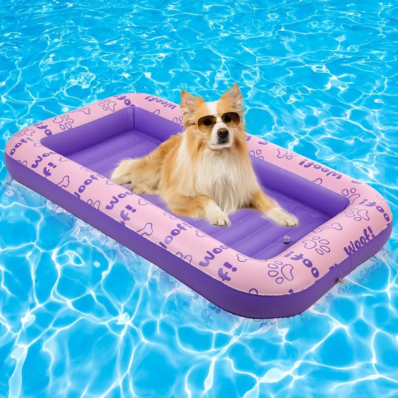 Durable Inflatable Dog Raft for Summer Pool Fun (Pink)