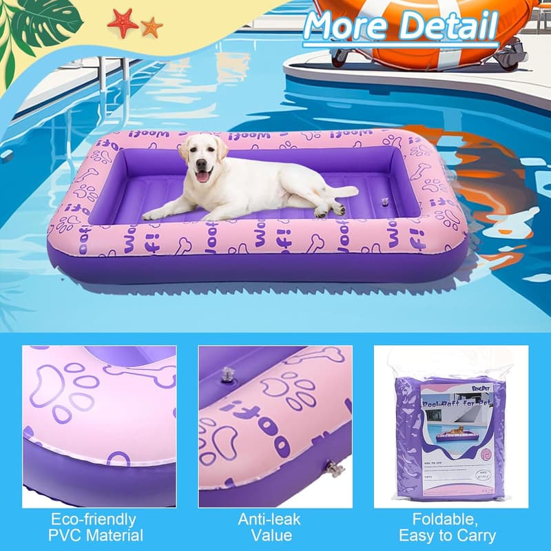 Durable Inflatable Dog Raft for Summer Pool Fun (Pink)