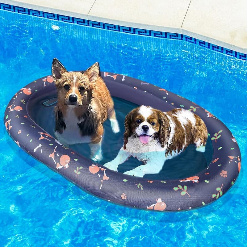 Durable Inflatable Dog Pool Float for Small Dogs Up to 45lbs