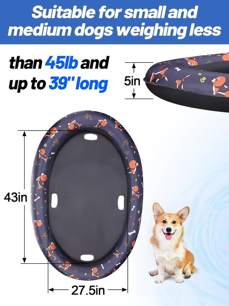 Durable Inflatable Dog Pool Float for Small Dogs Up to 45lbs