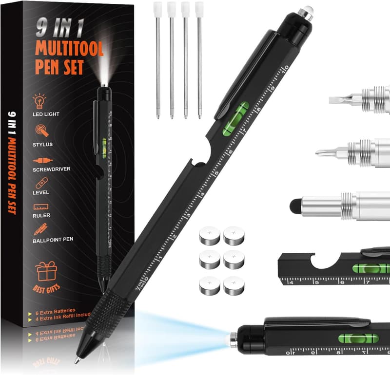 Personalized 9-in-1 Multi Tool Tech Pen for Men