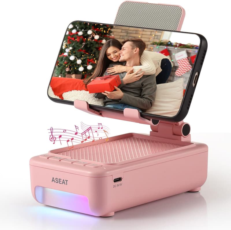 Bluetooth Speaker Phone Stand with LED Light - Great Gift for Men