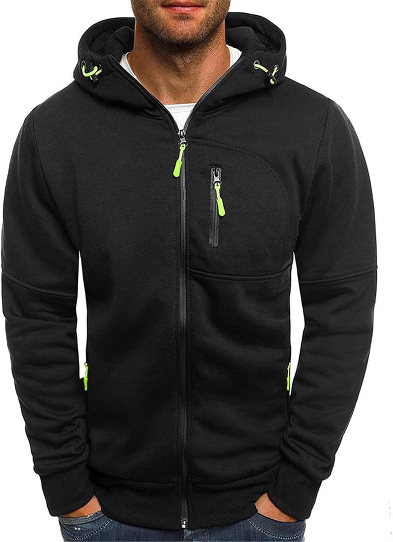 Lightweight Men's Zip-Up Hoodie with Pockets