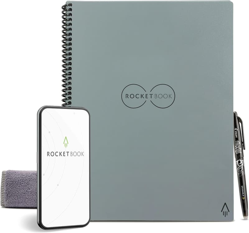 Rocketbook Core Reusable Notebook, Executive Size, Gray