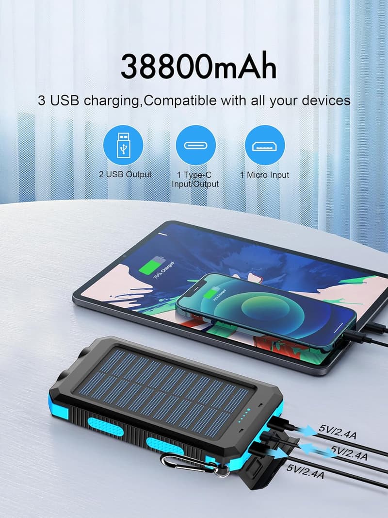 Waterproof 38800mAh Solar Power Bank for Camping