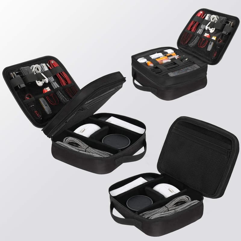 Travel Electronics Organizer Bag for Men - Water Resistant Black