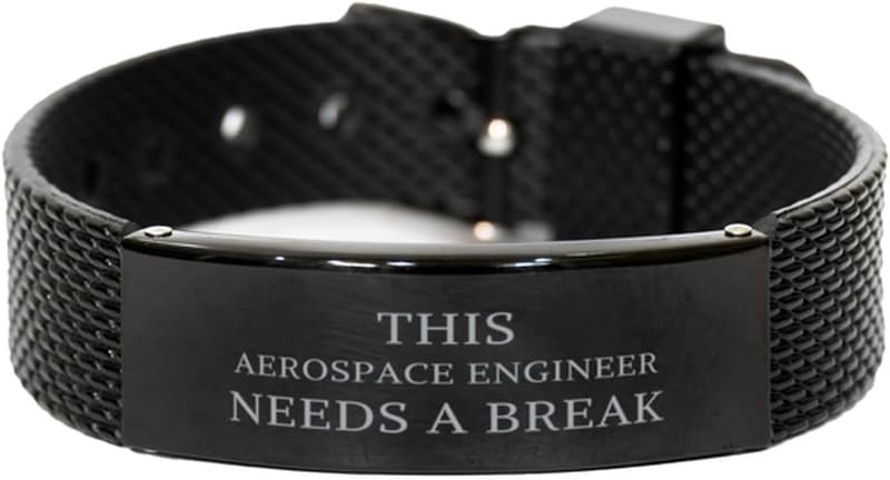 Graduation Gift: Aerospace Engineer Black Shark Mesh Bracelet
