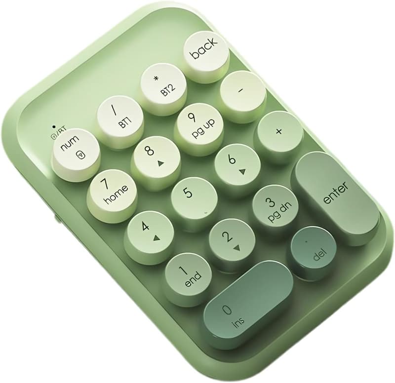 Wireless Matcha Green Numeric Keypad with Retro Round Keycaps