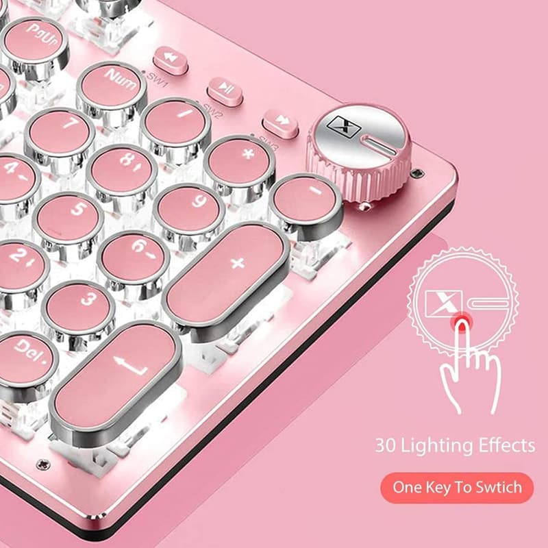 Retro Steampunk Gaming Keyboard & Mouse Combo, Pink