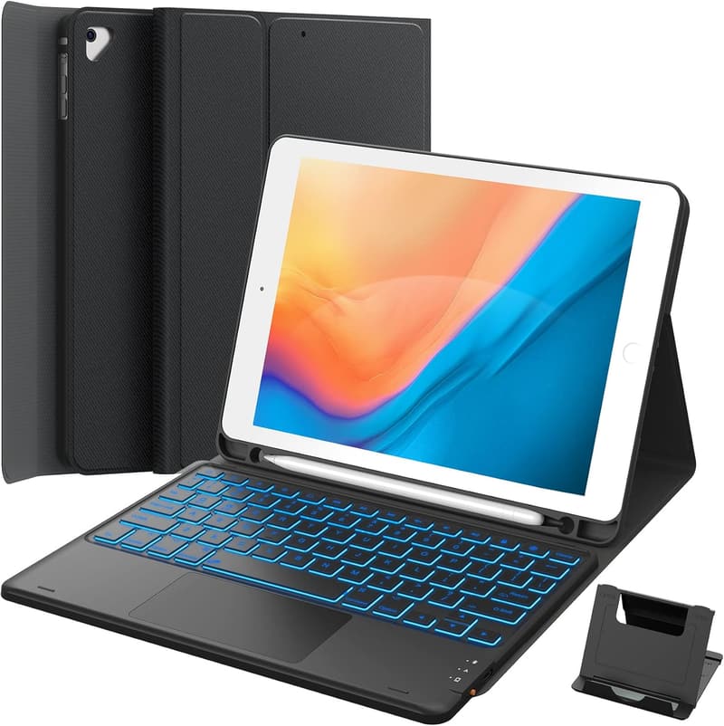 iPad Keyboard Case with Touchpad & 7-Color Backlight