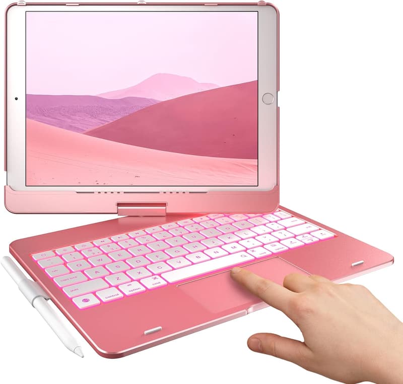 iPad 9th Gen Touch Keyboard Case with Backlight - Rose Gold