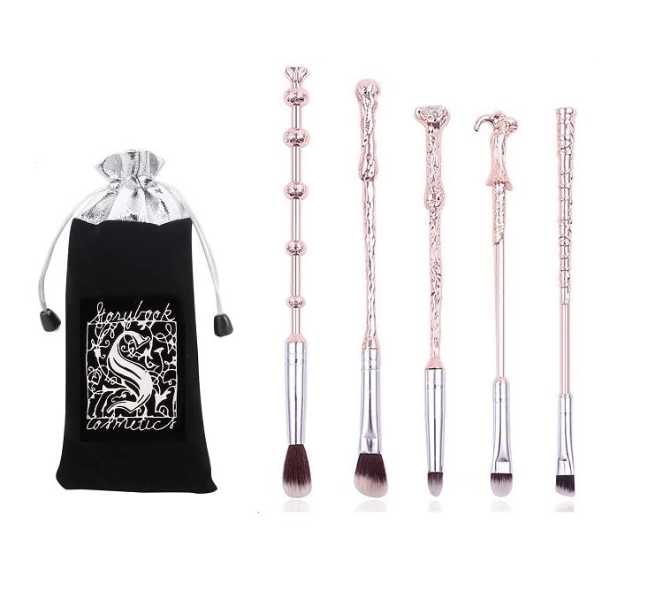 Rose Gold Wizard Wand Makeup Brush Set with Gift Bag