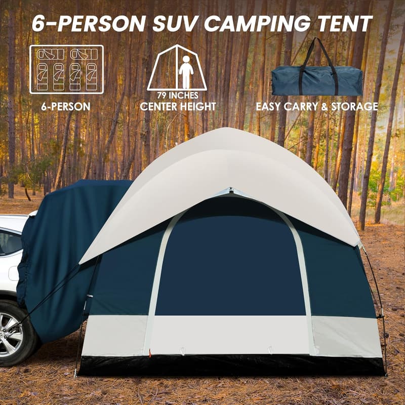SUV Camping Tent with Waterproof Rainfly – Outdoor Tailgate Tent