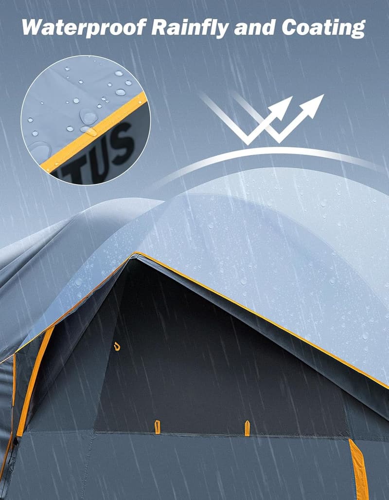 SUV Camping Tent with Rainfly for 6-8 People, Waterproof