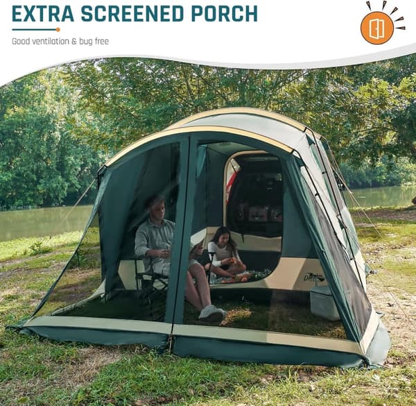 SUV Camping Tent with Screen Porch for 5 People, 12'x10'