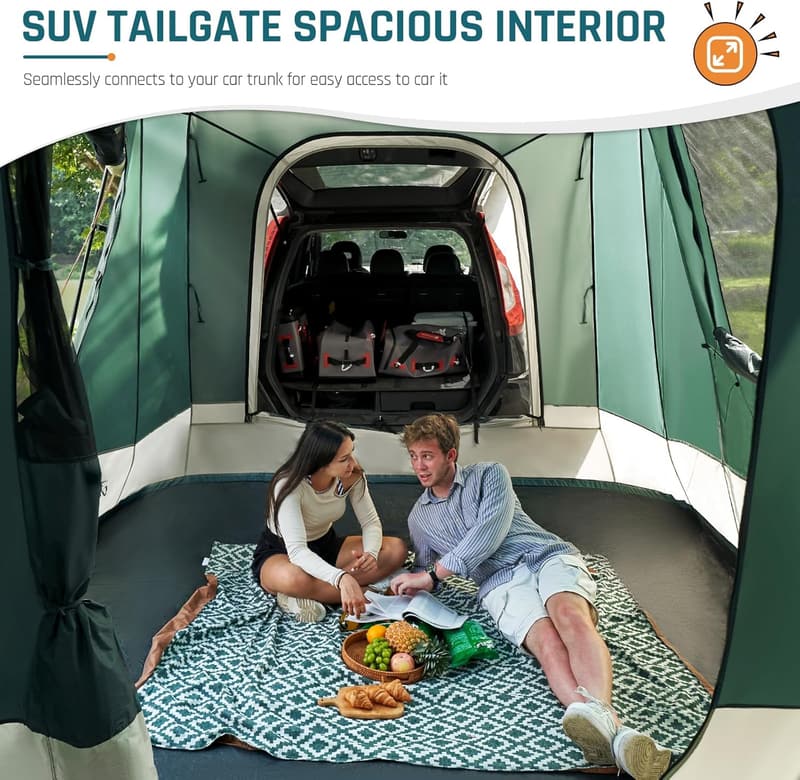 SUV Camping Tent with Screen Porch for 5 People, 12'x10'