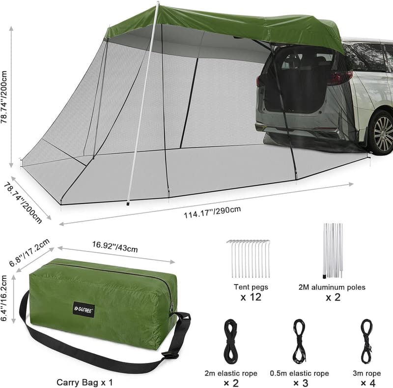Portable SUV Tent Awning with Mosquito Net for Camping