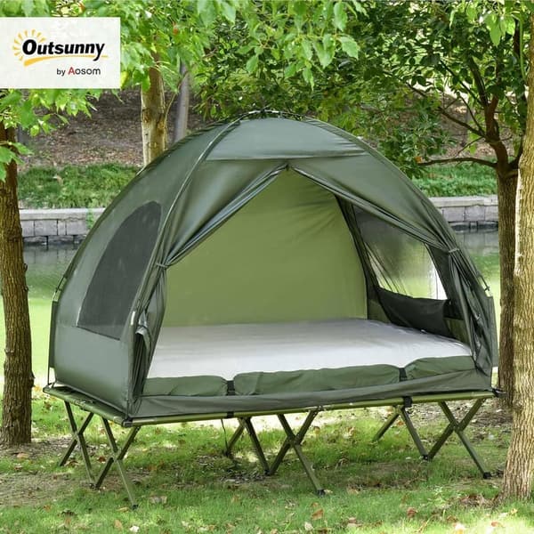 Foldable 2-Person Camping Cot with Tent & Air Mattress