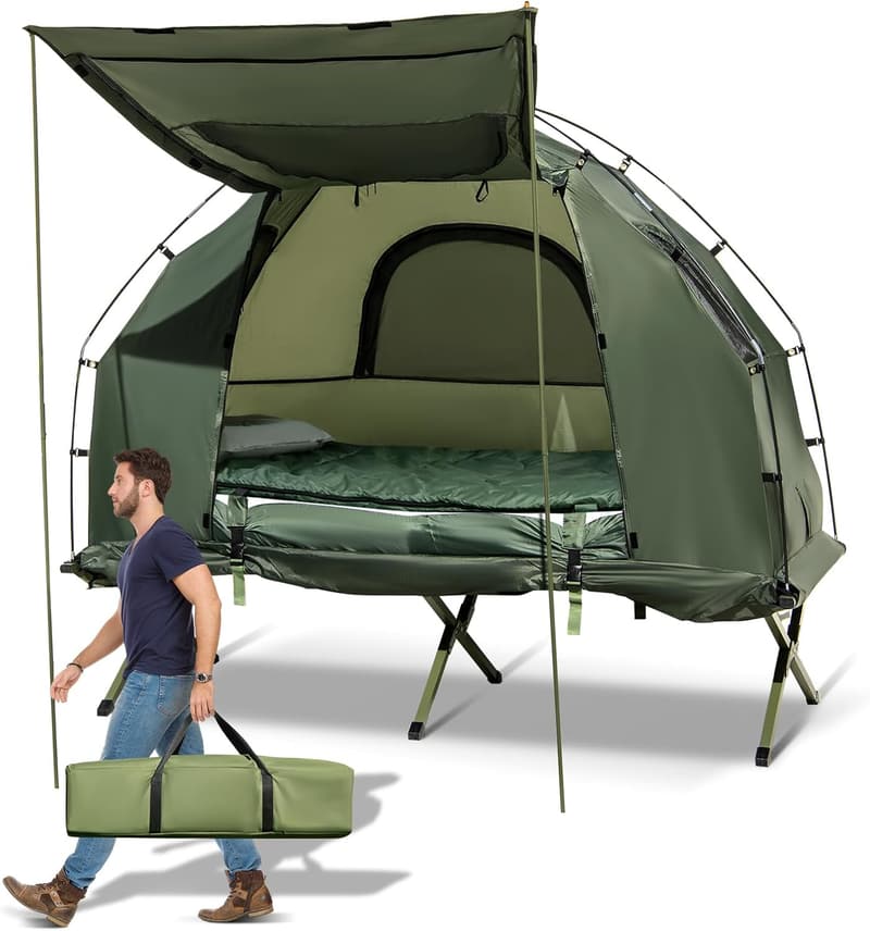5-in-1 Camping Cot with Mattress & Pillows for Outdoor Adventures