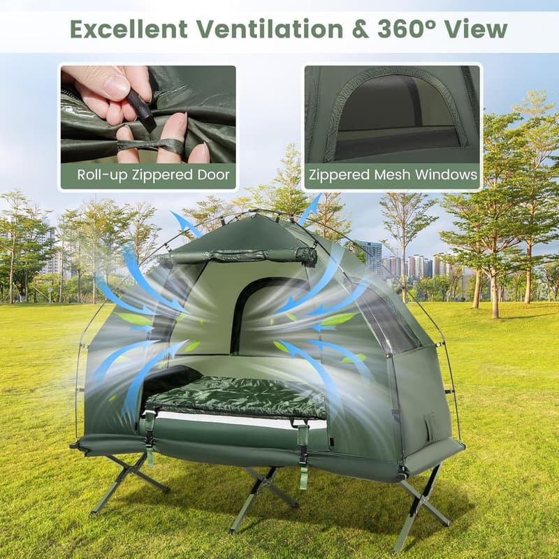5-in-1 Camping Tent Cot with Air Mattress and Carry Bag