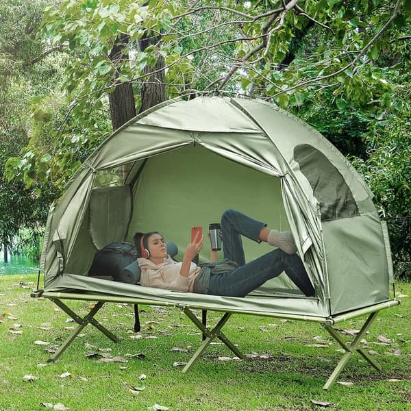 Single Person Camping Cot Tent Combo with Carry Bag