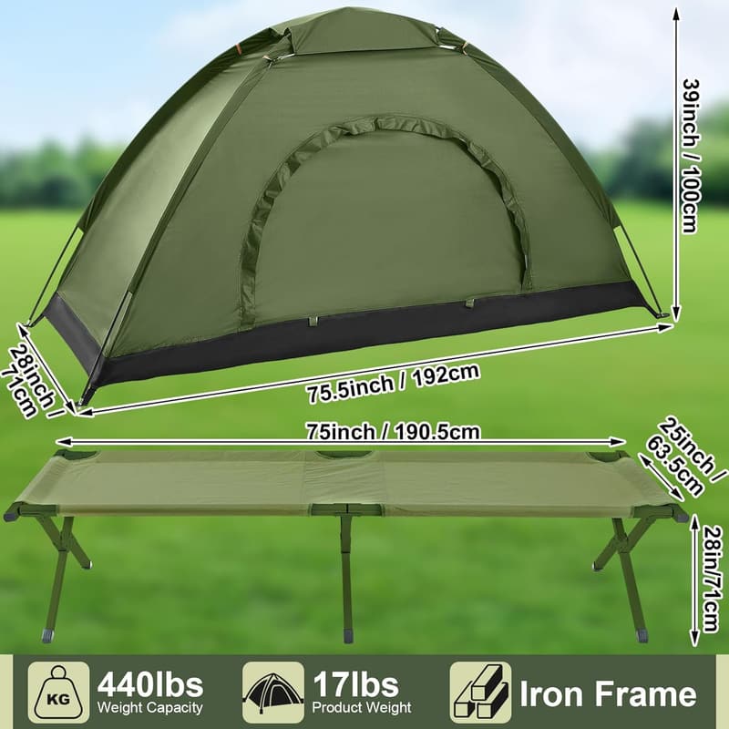 Portable Single Camping Cot Tent for Outdoor Adventures