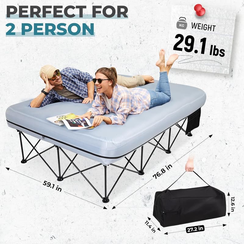 FUNDANGO 2-Person Folding Camping Cot with Cup Holders
