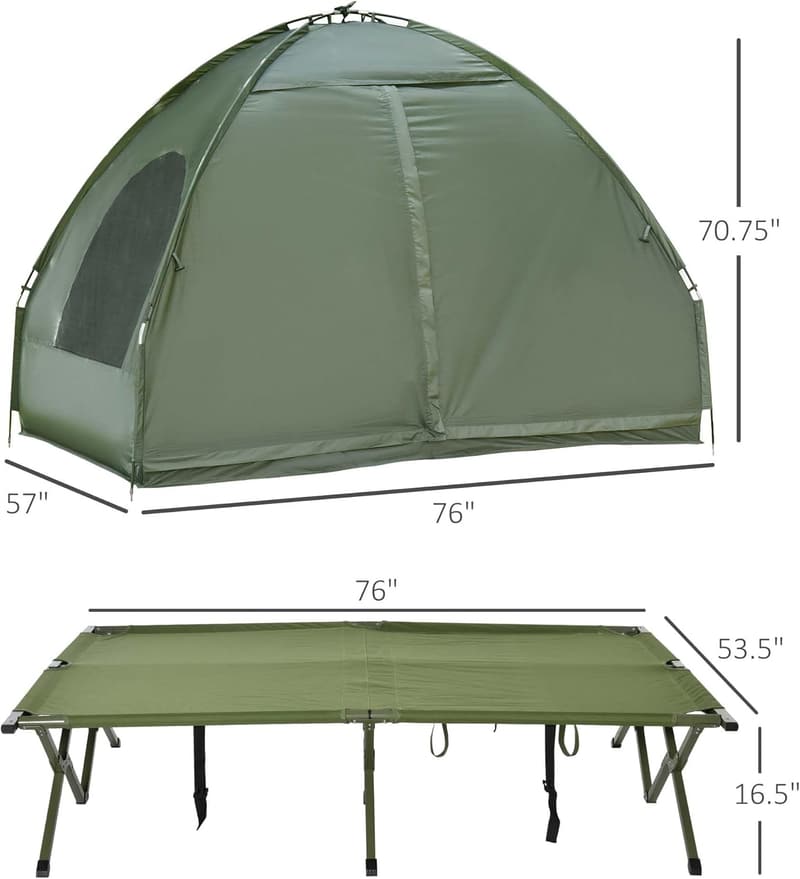 Portable 2-Person Camping Cot with Tent and Air Mattress