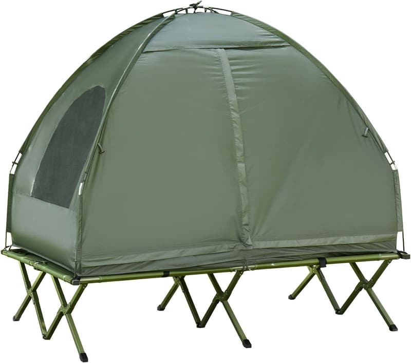 Portable 2-Person Camping Cot with Tent and Air Mattress