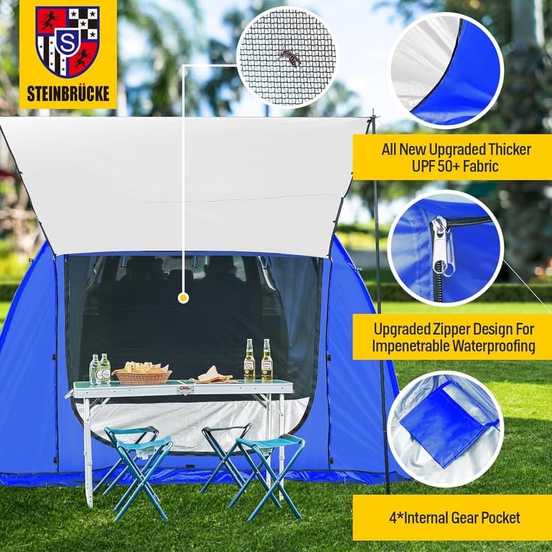 SUV Camping Tent - 1-4 Person, Waterproof, Easy Setup