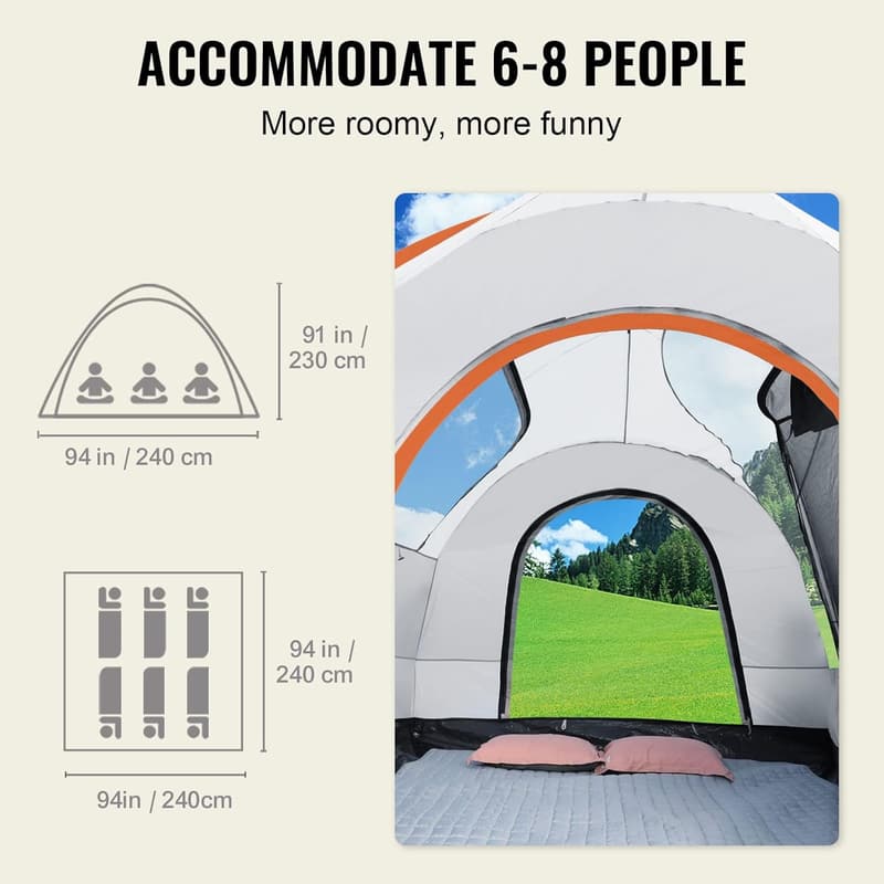 VEVOR Waterproof Pickup/SUV Tent for 2-8 Persons Camping